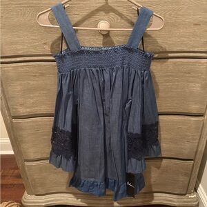 Blue Top with Lace Details